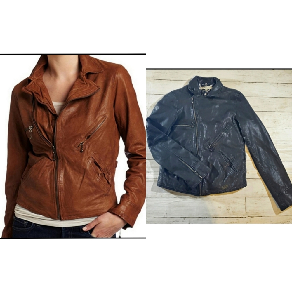 Anthropologie black Buttery leather moto jacket Biker Satin Lining Size Small